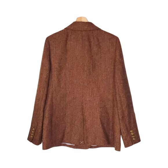 J Crew Bristol Blazer Hazelnut English Wool Herringbone Brown BA441 Size 12 - Picture 3 of 10
